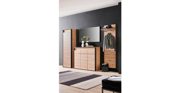 GARDEROBE 4-teilig  in 248/200/38 cm  - Schwarz/Eiche Artisan, KONVENTIONELL, Glas/Holzwerkstoff (248/200/38cm) - Voleo