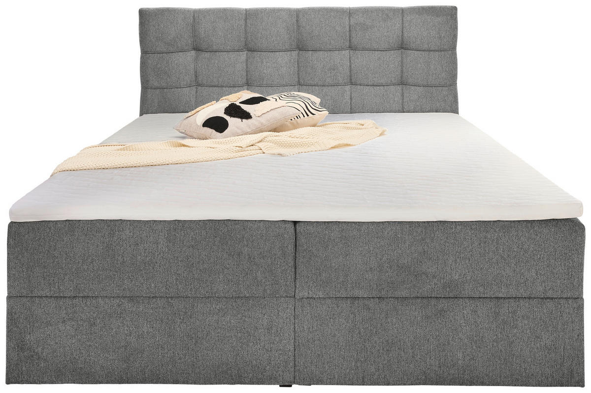 AMERICKÁ POSTEĽ, 180/200 cm, sivá - čierna/sivá, Konventionell, textil/plast (180/200cm) - Boxxx