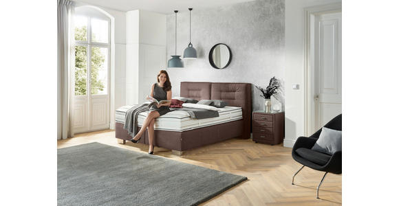 BOXSPRINGBETT 180/200 cm  in Braun  - Chromfarben/Braun, KONVENTIONELL, Textil (180/200cm) - Dieter Knoll