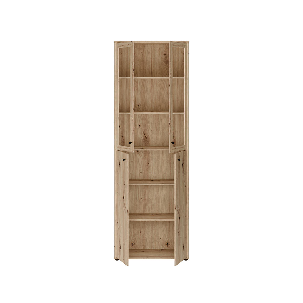 VITRINE  in Eiche Artisan  - Schwarz/Eiche Artisan, Design, Glas/Holzwerkstoff (73,7/216,7/34,8cm)