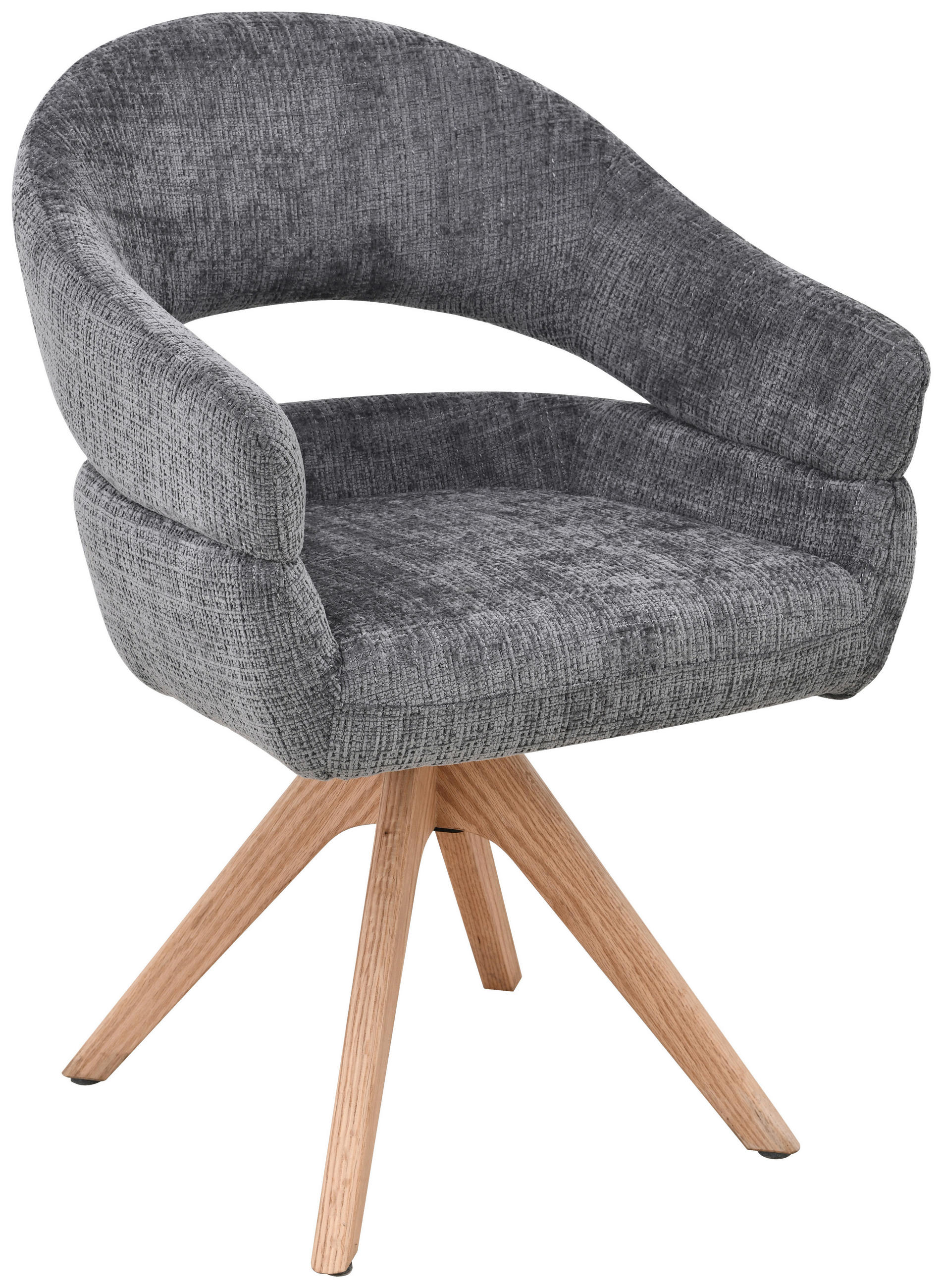 KAROSSZÉK szürke, tölgyfa színű  - tölgyfa színű/szürke, Modern, textil/fa (58/85/62cm) - Livetastic