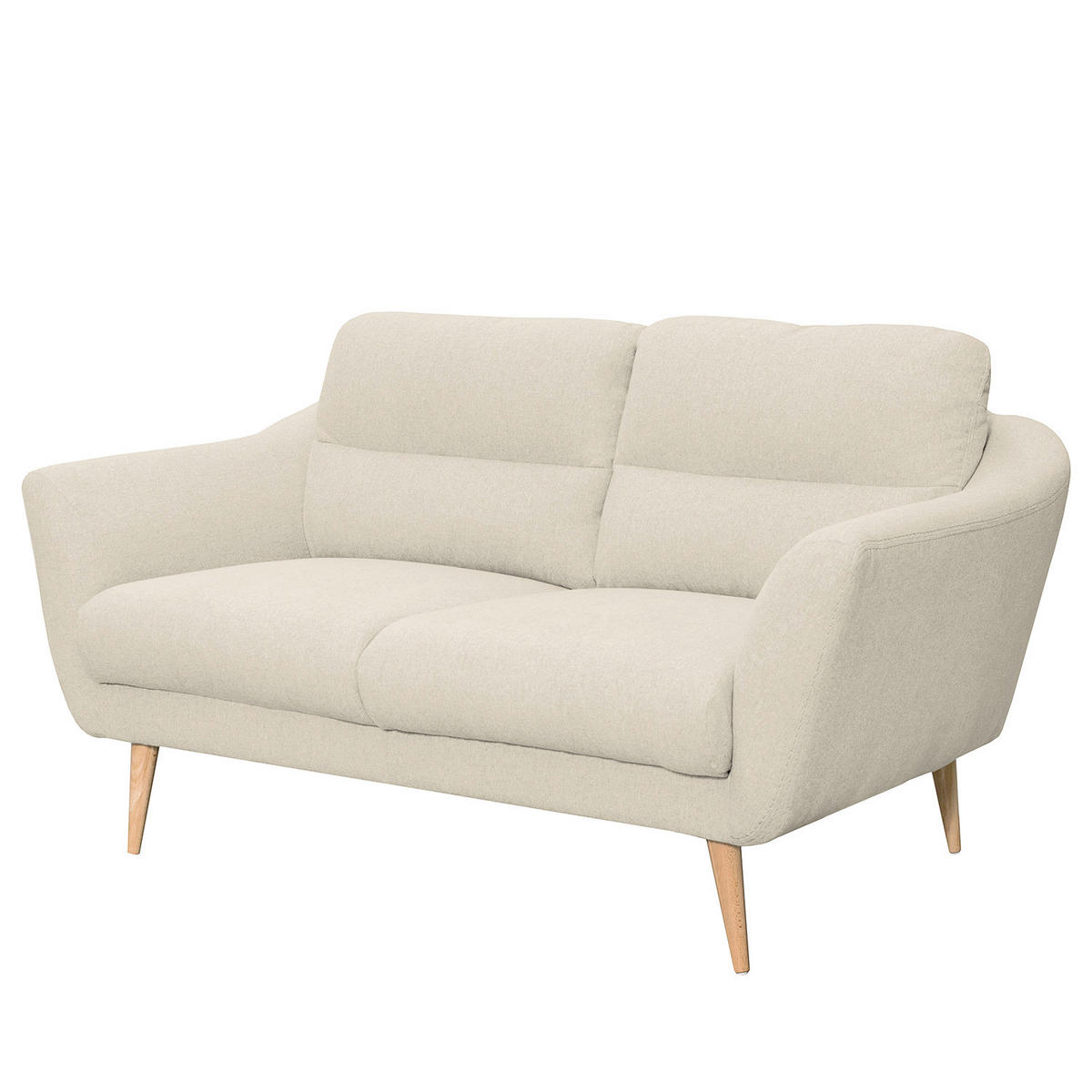 2-SITZER-SOFA Webstoff Creme  - Buchefarben/Creme, Design, Holz/Textil (158/87/88cm) - Livetastic