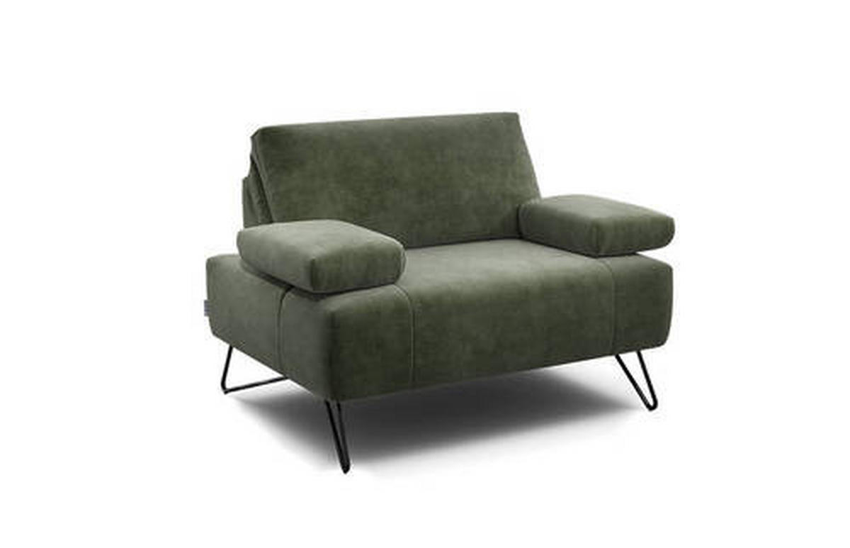 SESSEL in Samt Waldgrün  - Waldgrün/Schwarz, Design, Textil/Metall (114-142/85/86-94cm) - SENSOO