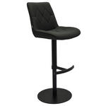 BARHOCKER Mikrofaser Schwarz Eisen Sitzfläche 360° drehbar, automatische Rückholfunktion  - Schwarz, Design, Textil/Metall (44/97-114,5/54,5cm) - Novel