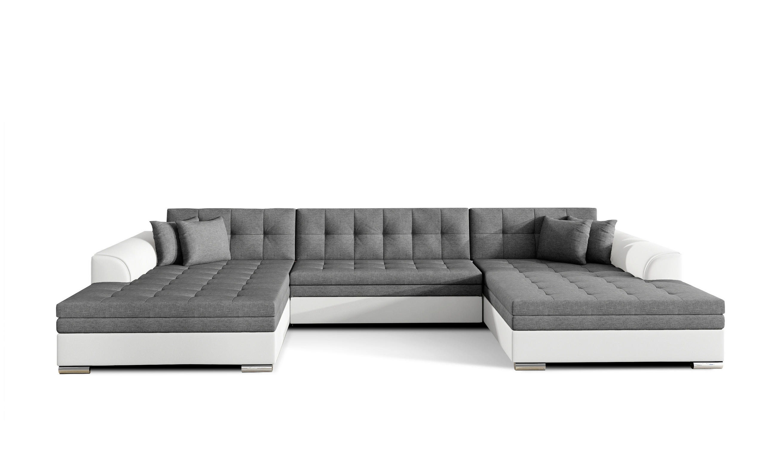 WOHNLANDSCHAFT Grau, Weiß  - Chromfarben/Weiß, Design, Kunststoff (165/359/165cm) - MID.YOU