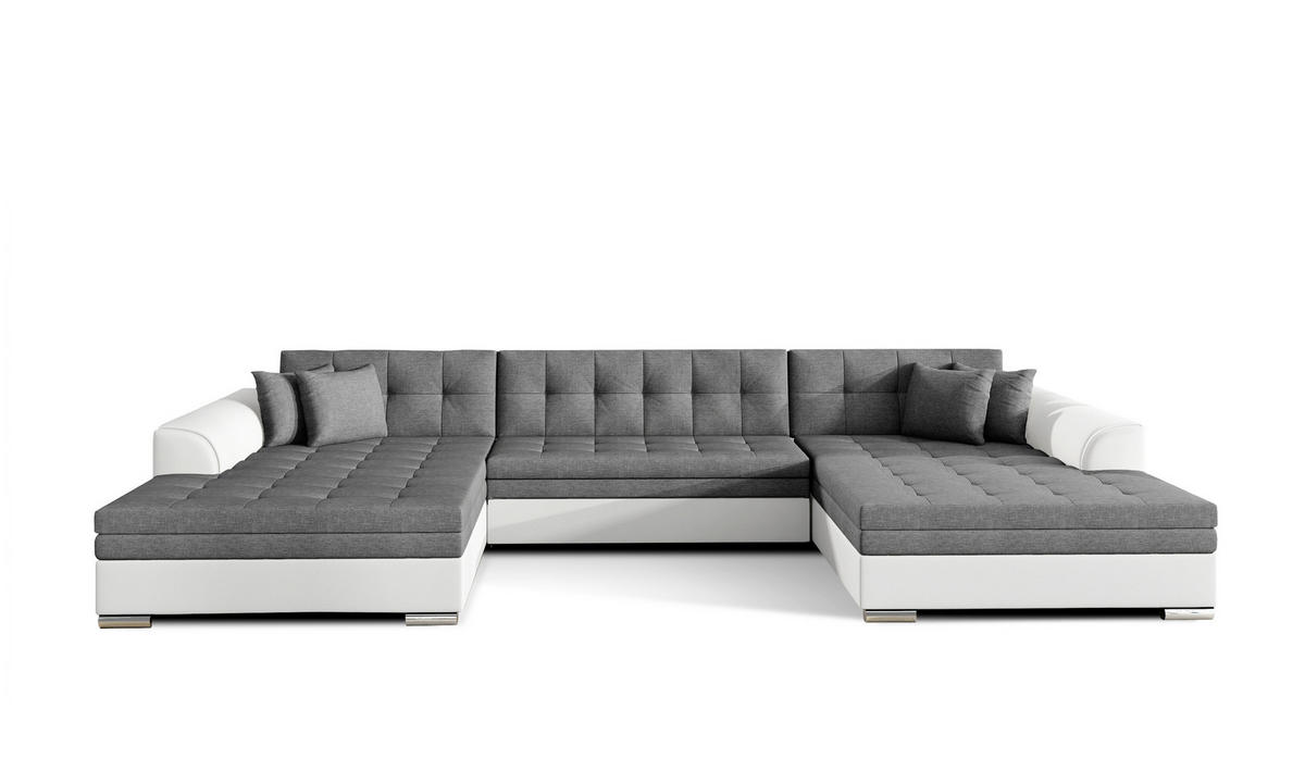 WOHNLANDSCHAFT Grau, Weiß  - Chromfarben/Weiß, Design, Kunststoff (165/359/165cm) - MID.YOU