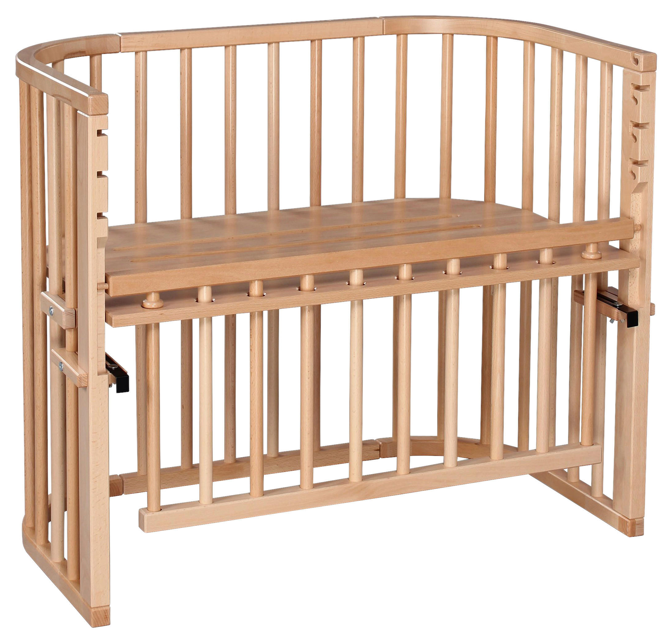 BEISTELLBETT Maxi Comfort Plus  - Buchefarben, Basics, Holz (56,5/79/96cm) - Babybay