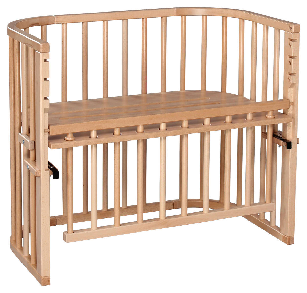 BEISTELLBETT Maxi Comfort Plus  - Buchefarben, Basics, Holz (56,5/79/96cm) - Babybay