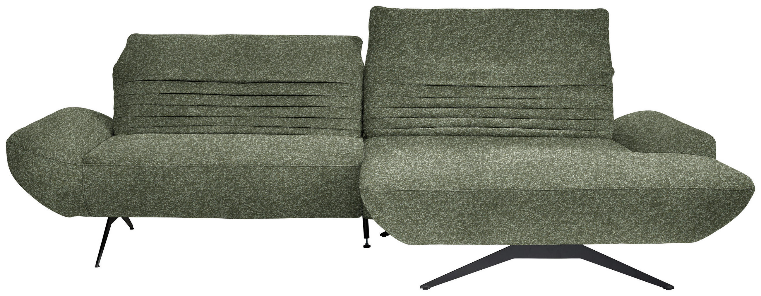 ECKSOFA  in Bouclé Grün  280/170-195 cm  - Schwarz/Grün, Design, Textil/Metall (280/170-195cm) - Dieter Knoll