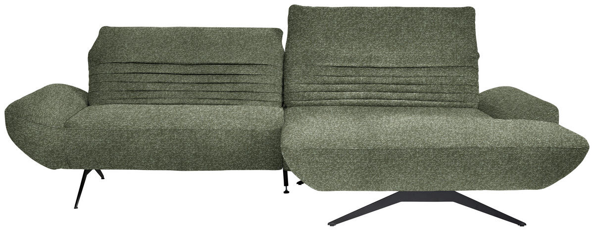 ECKSOFA  in Bouclé Grün  280/170-195 cm  - Schwarz/Grün, Design, Textil/Metall (280/170-195cm) - Dieter Knoll