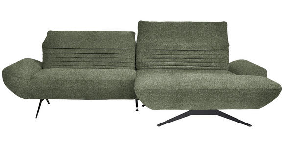 ECKSOFA  in Bouclé Grün  280/170-195 cm  - Schwarz/Grün, Design, Textil/Metall (280/170-195cm) - Dieter Knoll