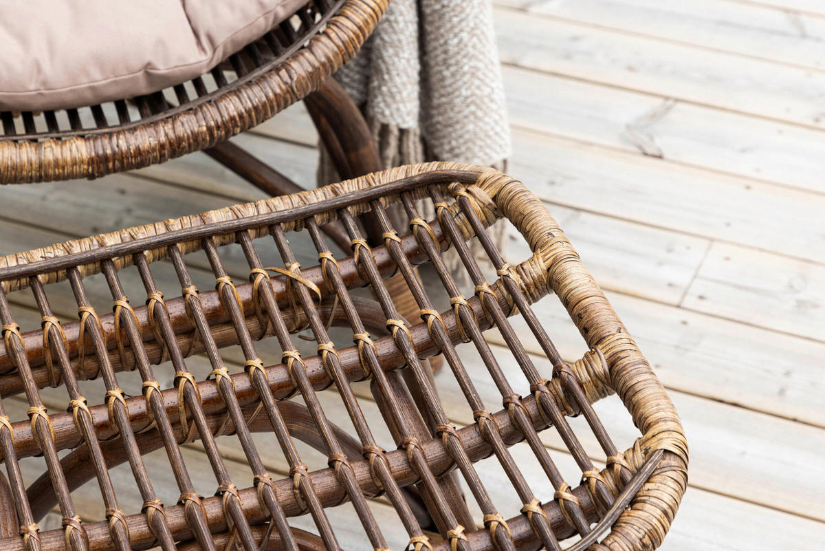 LOUNGESESSEL Braun, Beige Rattan  - Beige/Braun, MODERN, Naturmaterialien/Holz (65/98/79cm) - Gardenson