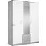 DREHTÜRENSCHRANK in Weiß, Eichefarben - Eichefarben/Alufarben, Design, Glas/Holzwerkstoff (136/197/54cm) - Carryhome DREHTÜRENSCHRANK in Weiß, Eichefarben - Eichefarben/Alufarben, Design, Glas/Holzwerkstoff (136/197/54cm) - Carryhome