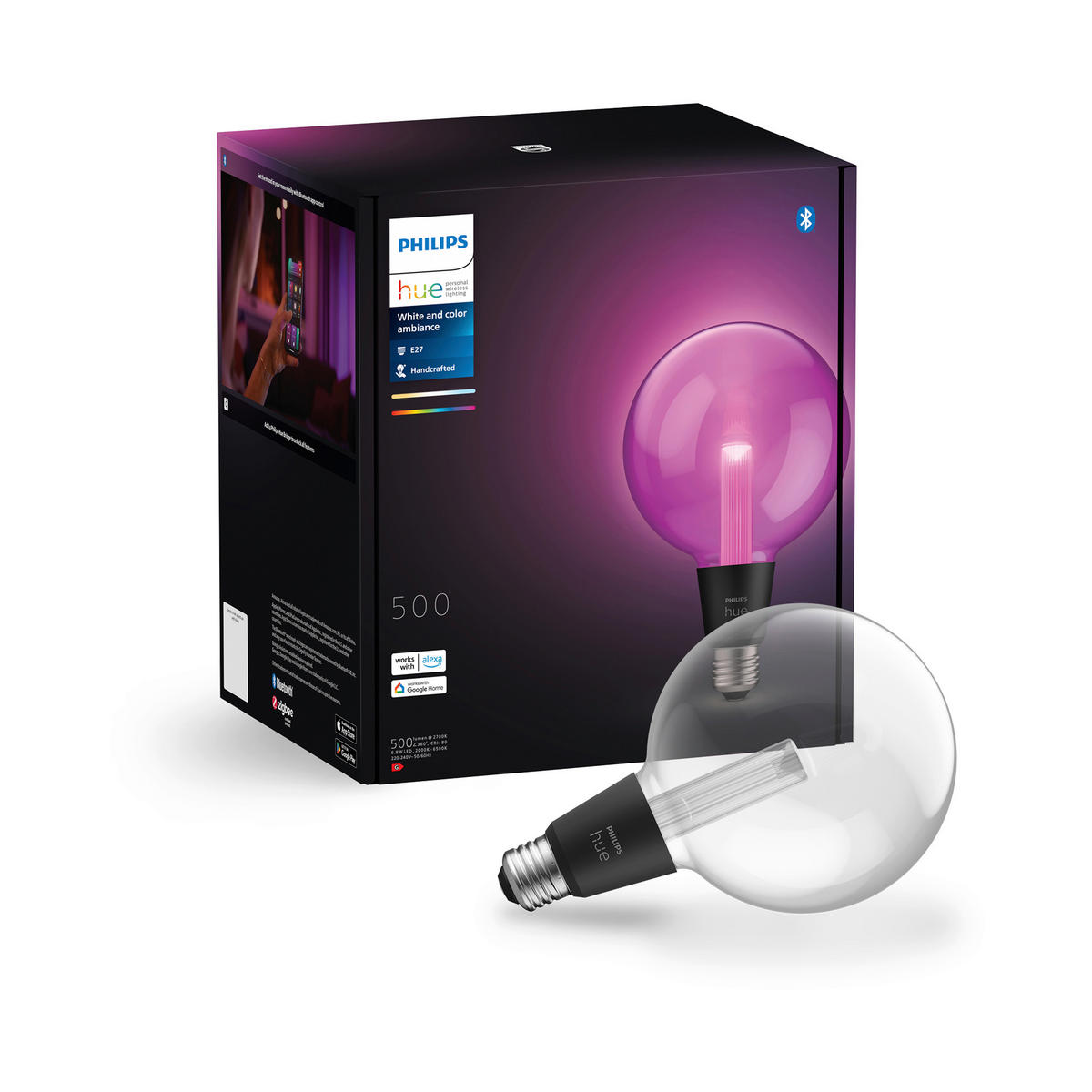 LED-LEUCHTMITTEL   E27 6,8 W  - Schwarz, Basics, Glas (12,5/19,7/12,5cm) - Philips HUE