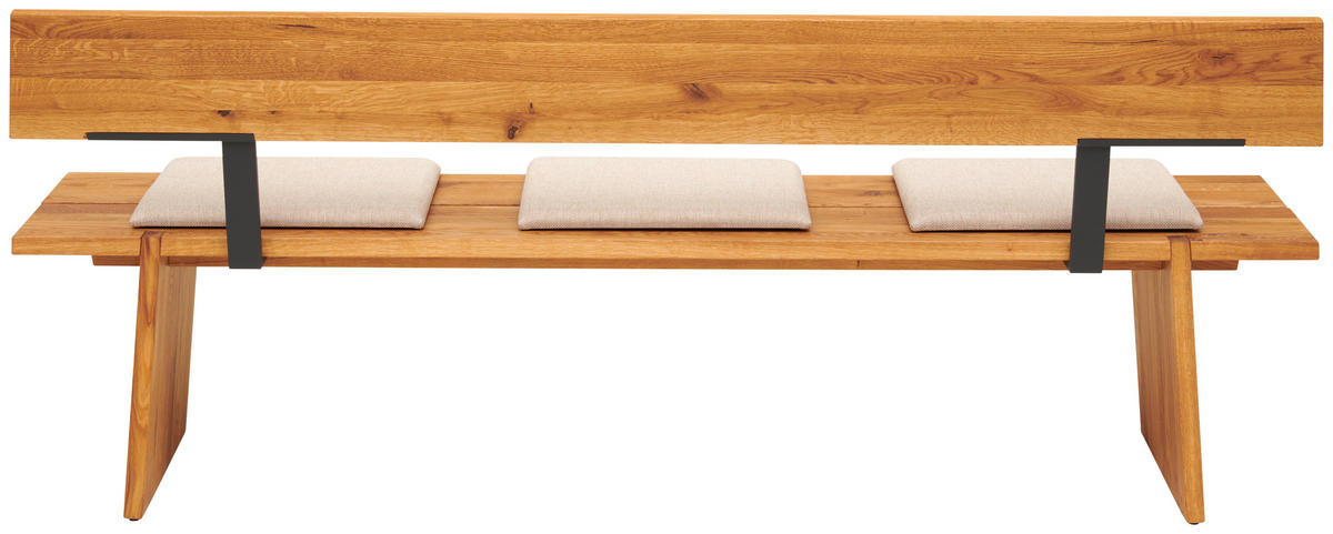 SITZBANK Holz, Metall Graphitfarben, Eichefarben  - Eichefarben/Graphitfarben, Konventionell, Holz/Metall (220/81/56cm) - Cassando