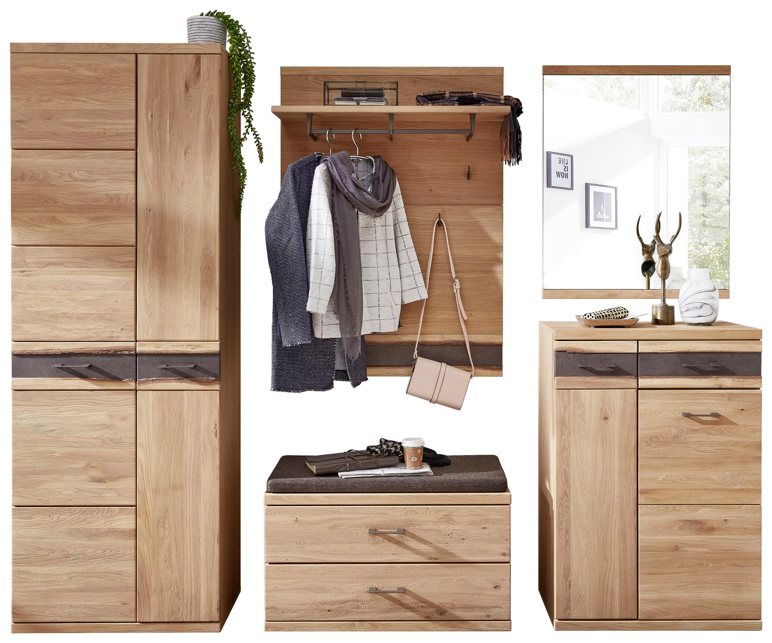 GARDEROBE Eichefarben - Eichefarben, Basics, Glas/Holz - Linea Natura