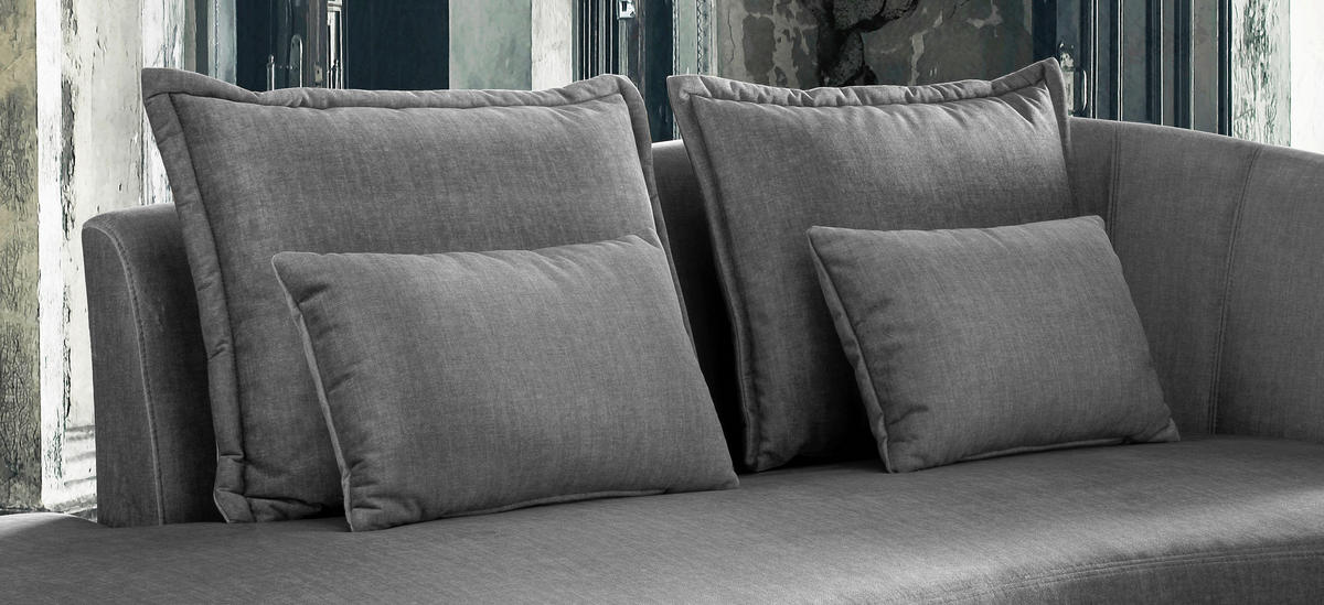 OTTOMANE Velours Grau  - Schwarz/Grau, MODERN, Textil/Metall (211/85/102cm) - Livetastic
