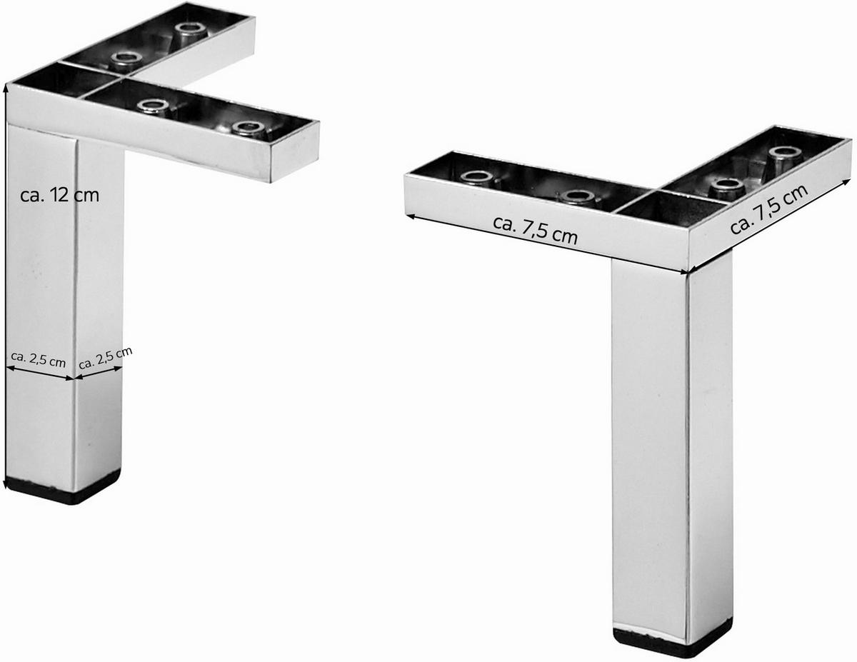 FUßSET 2,5/12/2,5 cm   - Chromfarben, KONVENTIONELL, Metall (2,5/12/2,5cm) - Sadena