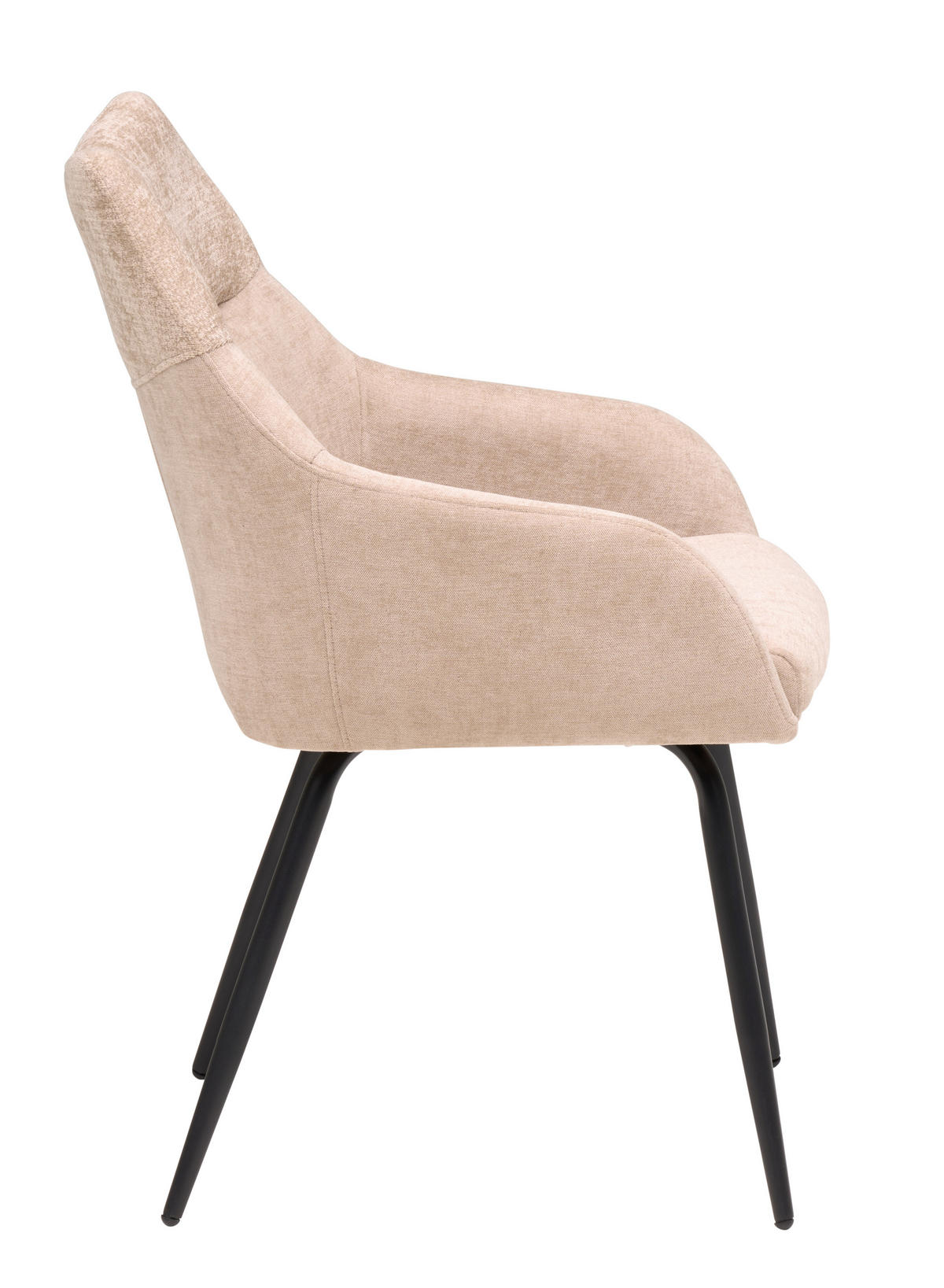 ARMLEHNSTUHL   Chenille  - Beige/Schwarz, Basics, Textil/Metall (60/86/55cm) - Livetastic