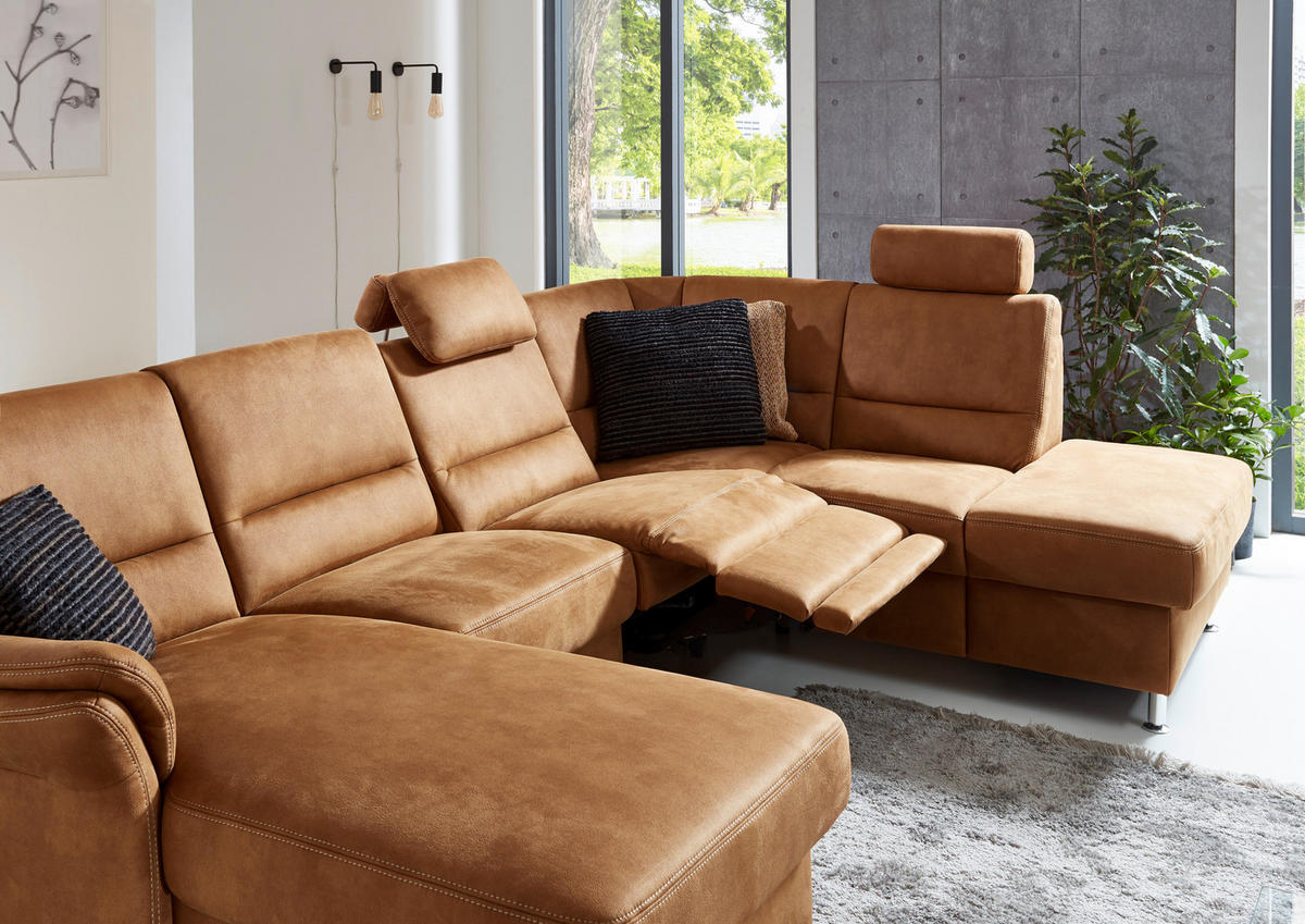 SOFFA i mikrofiber brun  - aluminiumfärg/brun, Klassisk, metall/trä (173/321/89/92/97cm) - Beldomo System