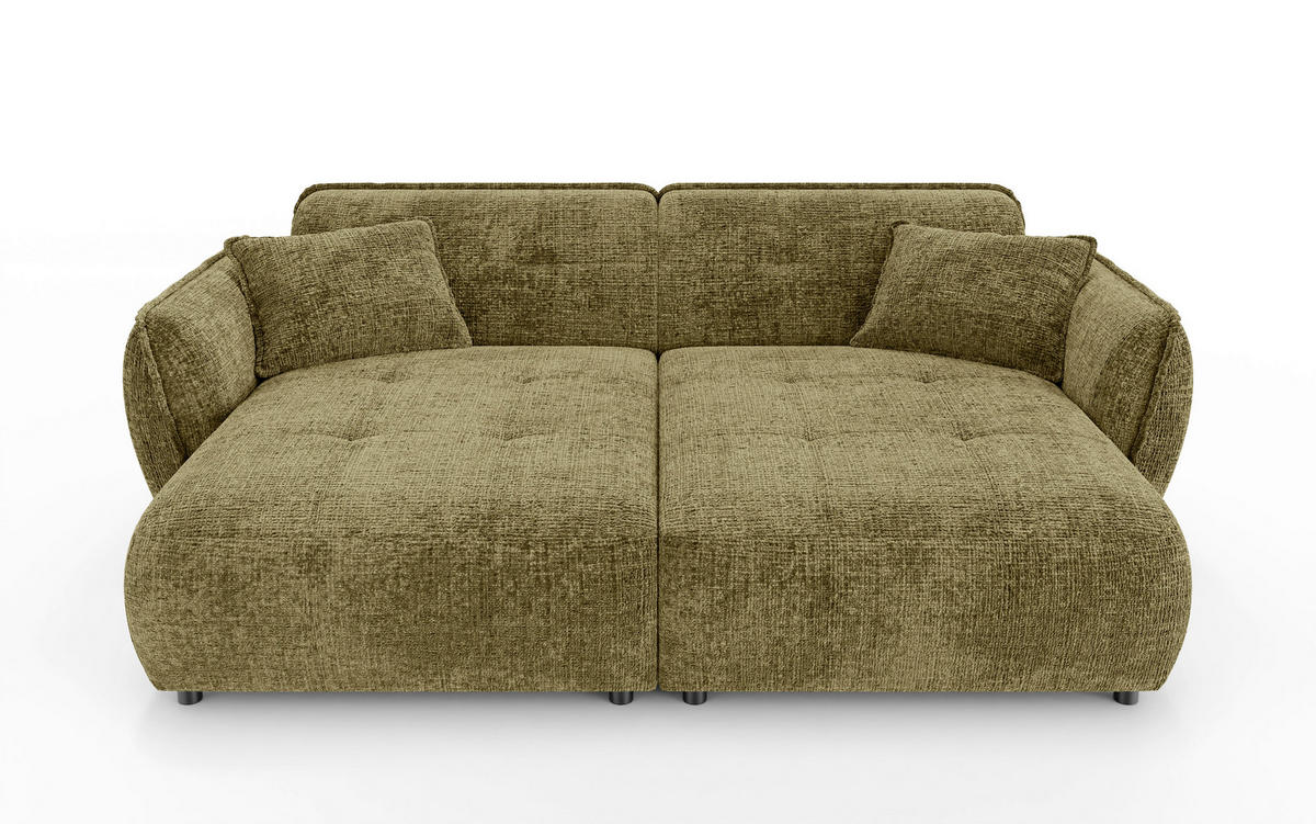 BIGSOFA NELIA Chenille Grün  - Schwarz/Grün, Design, Kunststoff/Textil (252/81/155cm) - P & B