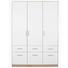 DREHTÜRENSCHRANK 3-türig Eichefarben, Weiß - Eichefarben/Alufarben, KONVENTIONELL, Holzwerkstoff/Kunststoff (136/197/54cm) - Carryhome