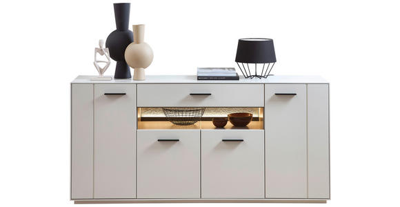 SIDEBOARD Hellgrau, Sahara 180/85/45 cm - Hellgrau/Schwarz, MODERN, Glas/Holzwerkstoff (180/85/45cm) - Novel