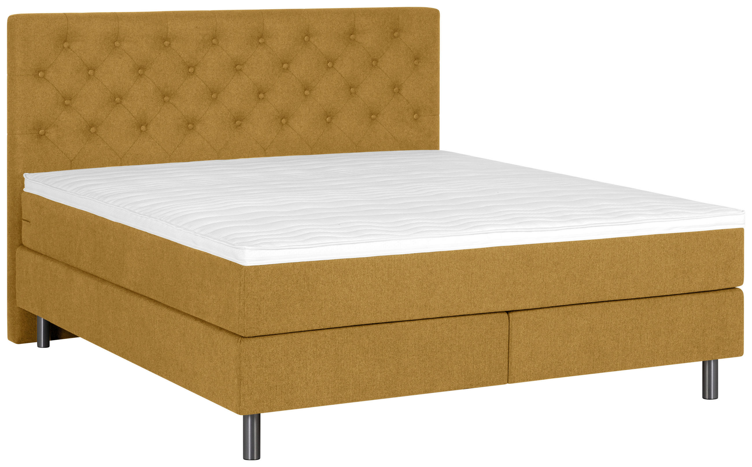 BOXSPRINGBETT 180/200 cm  in Currygelb  - Currygelb/Silberfarben, KONVENTIONELL, Textil/Metall (180/200cm) - Welnova