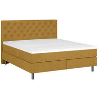 BOXSPRINGBETT 140/200 cm  in Currygelb  - Currygelb/Silberfarben, Konventionell, Textil/Metall (140/200cm) - Welnova