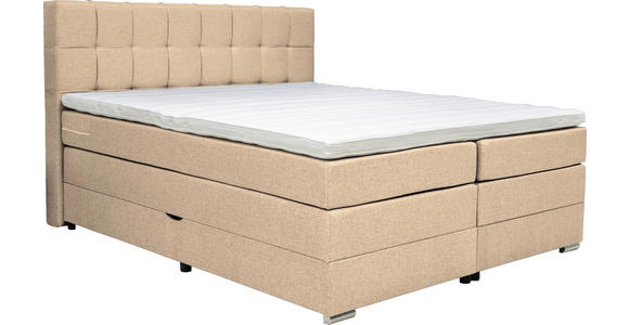 BOXSPRINGBETT 180/200 cm in Beige - Beige/Alufarben, KONVENTIONELL, Kunststoff/Textil (180/200cm) - Carryhome