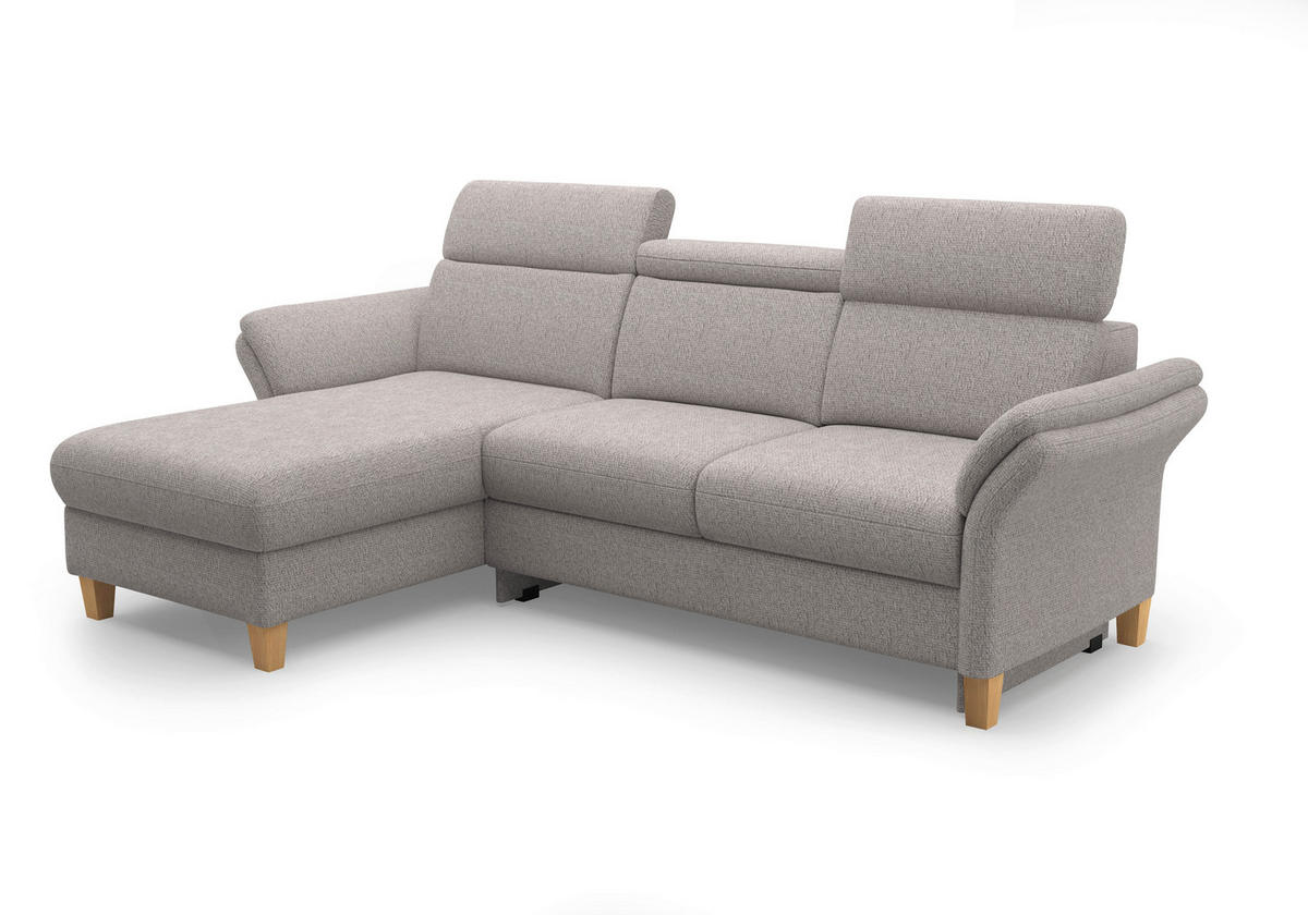 ECKSOFA GLENDALE E Silberfarben Chenille  - Eichefarben/Silberfarben, KONVENTIONELL, Holz/Textil (166/253cm) - Sit & More