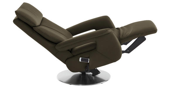 RELAXSESSEL in Leder Olivgrün - Edelstahlfarben/Olivgrün, Design, Leder/Metall (78/112/85cm) - Cantus