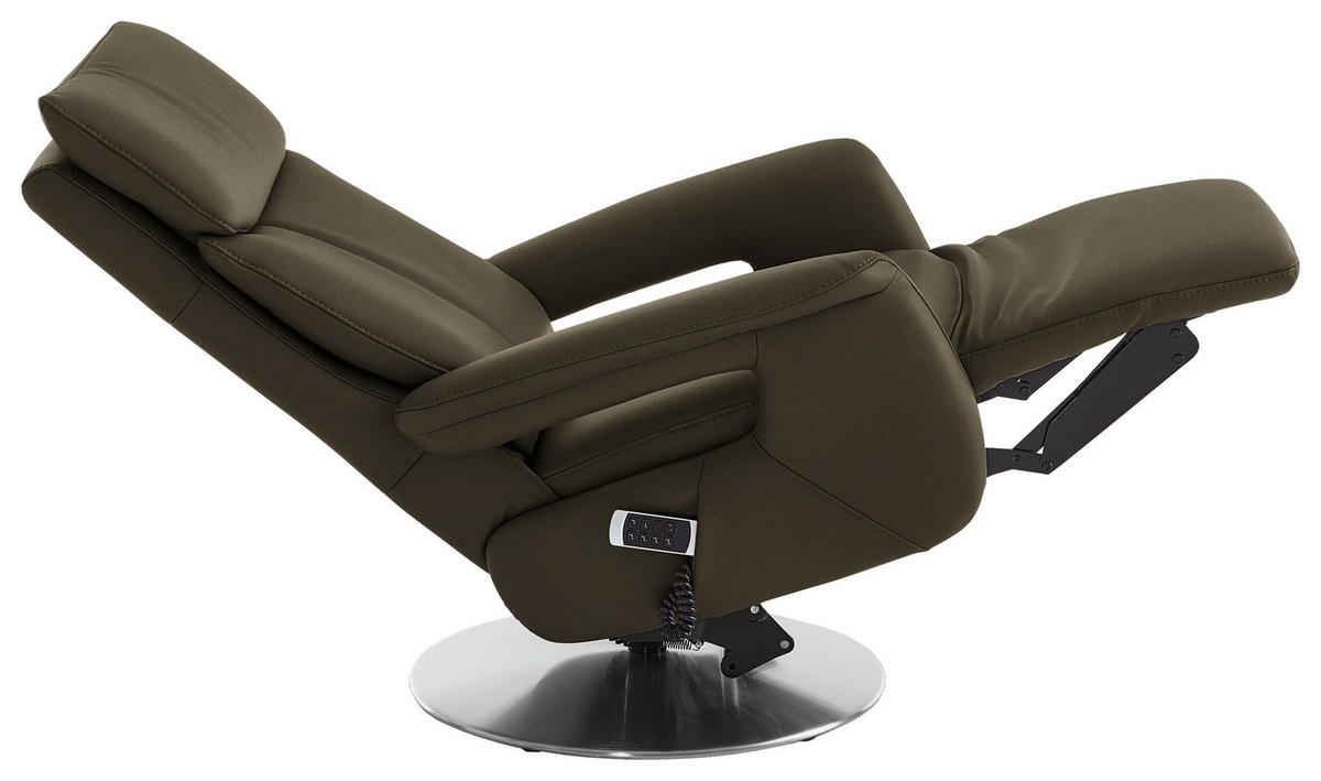 RELAXSESSEL in Leder Olivgrün  - Edelstahlfarben/Olivgrün, Design, Leder/Metall (78/112/85cm) - Cantus