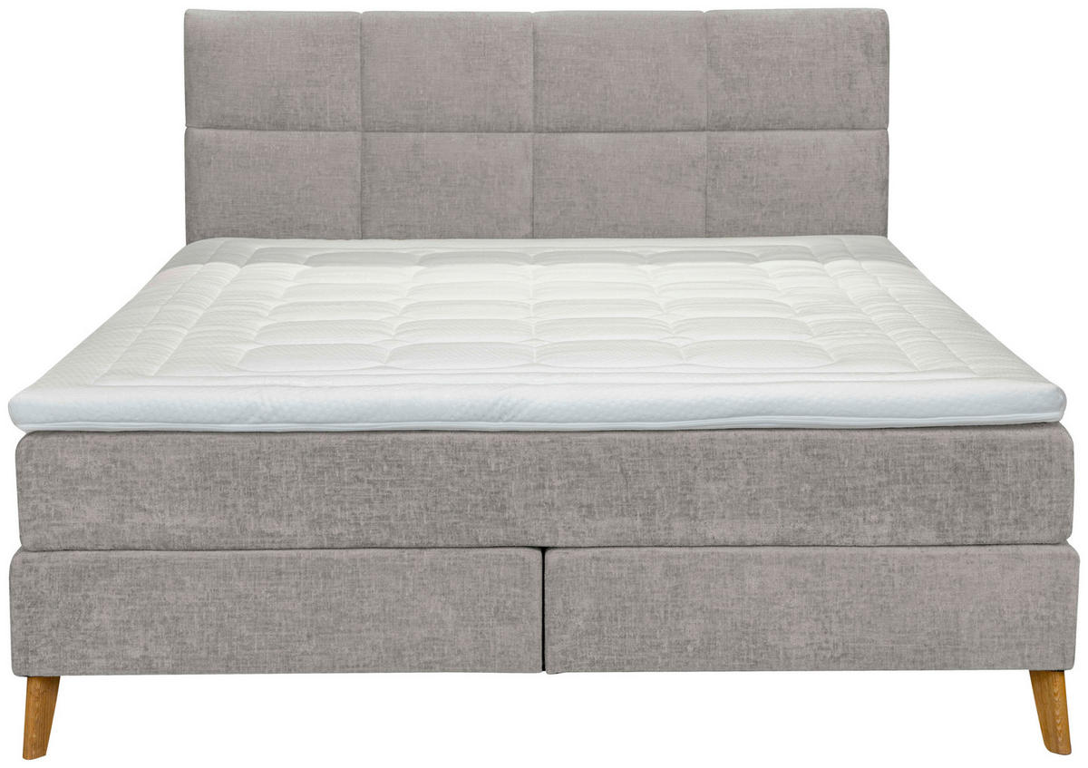 BOXSPRINGBETT 180/200 cm  in Grau  - Eichefarben/Grau, Konventionell, Holz/Textil (180/200cm) - Carryhome