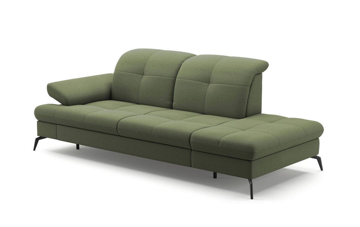 RÉCAMIERE in Flachgewebe Olivgrün  - Schwarz/Olivgrün, Konventionell, Textil/Metall (231/90/122cm) - Sit & More