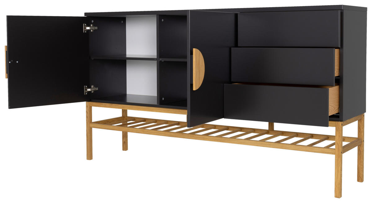 SIDEBOARD  in 176/100/43 cm  - Eichefarben/Schwarz, Design, Holz/Holzwerkstoff (176/100/43cm)