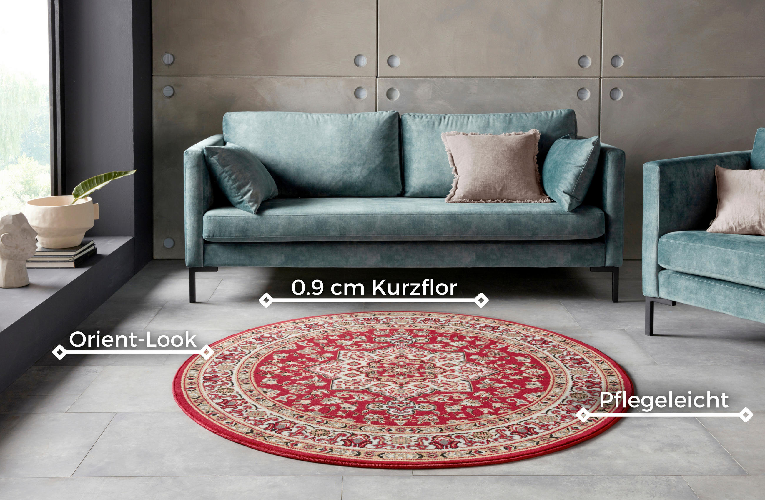 VINTAGE-TEPPICH 160 cm Mirkan Multicolor, Rot  - Rot/Multicolor, Basics, Kunststoff/Textil (160cm)