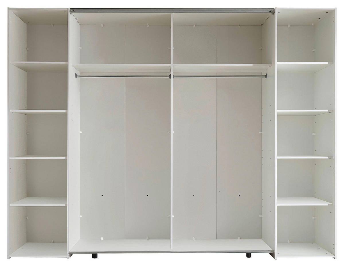 KOMBISCHRANK 267/205/57 cm 4-türig  - Alufarben/Weiß, MODERN, Glas/Holzwerkstoff (267/205/57cm) - Livetastic