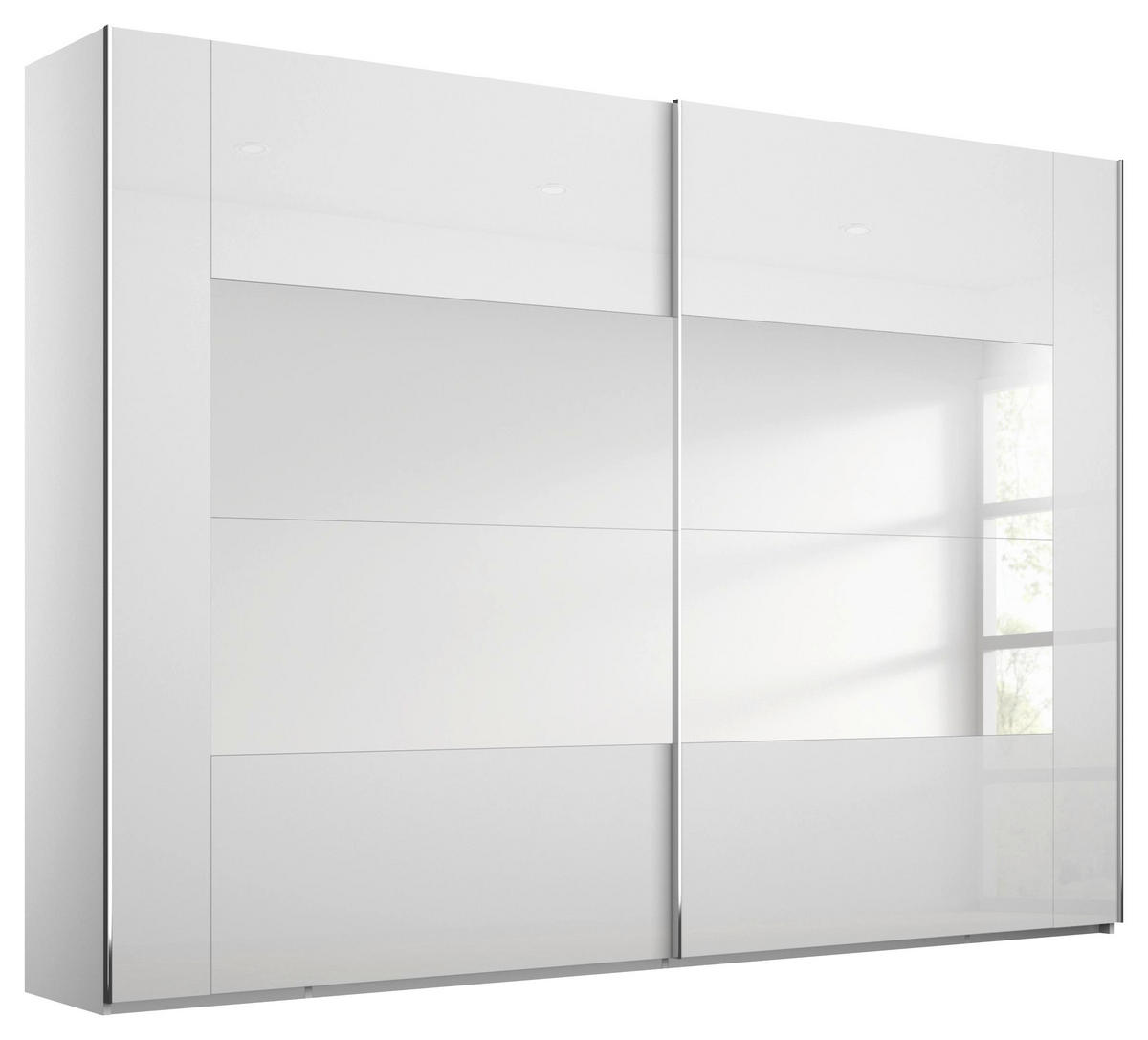 SCHWEBETÜRENSCHRANK 316/223/68 cm 2-türig Weiß  - Chromfarben/Weiß, Design, Glas/Holzwerkstoff (316/223/68cm) - Xora