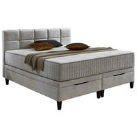 BOXBETT 180/200 cm,  in Hellgrau, Bettkasten, Matratzen, H2 + H3 = mittel + fest  - Hellgrau, KONVENTIONELL, Textil (180/200cm) - Boxxx
