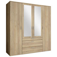 DREHTÜRENSCHRANK  in Eichefarben  - Eichefarben/Alufarben, MODERN, Glas/Holzwerkstoff (180/195/56cm) - Livetastic