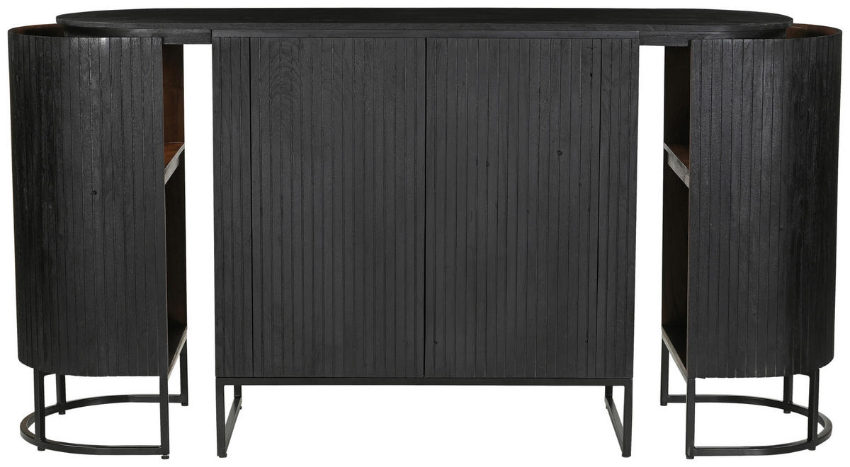 KONYHASZIGET 180/105/50 cm  - akáciaszínű/fekete, Design, fa/fém (180/105/50cm) - Livetastic
