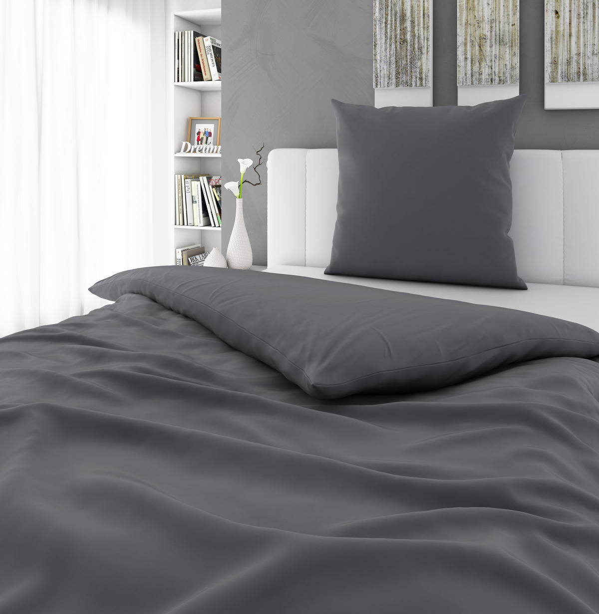 POSTELJINA Lozana 135/200 cm tekstil antracit  - antracit, Konvencionalno, tekstil (135/200cm) - Novel