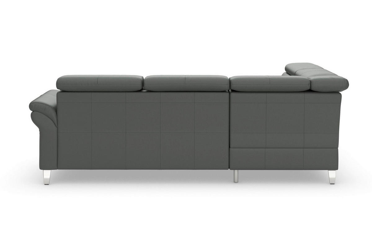 ECKSOFA 194/245 cm ARNGAST E in Echtleder Anthrazit Bettkasten, Kopfteilverstellung, Liegefläche im Originalstoff  194/245 cm  - Chromfarben/Anthrazit, Basics, Leder/Metall (194/245cm) - Sit & More