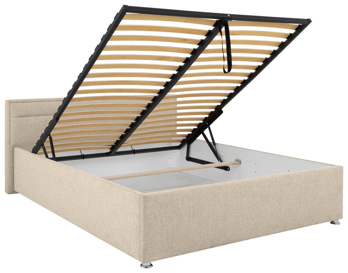 POLSTERBETT Lattenrost, Bettkasten, Matratze 160/200 cm  in Beige  - Beige, MODERN, Holz/Kunststoff (160/200cm) - MID.YOU