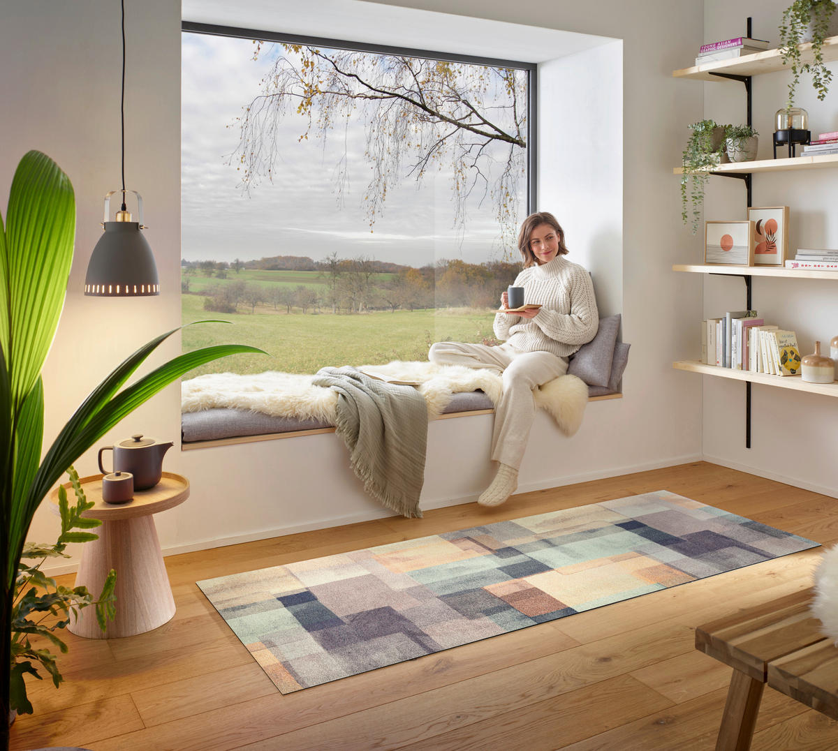 LÄUFER 80/200 cm Gentle Blocks Grau  - Grau, Design, Kunststoff/Textil (80/200cm) - wash+dry