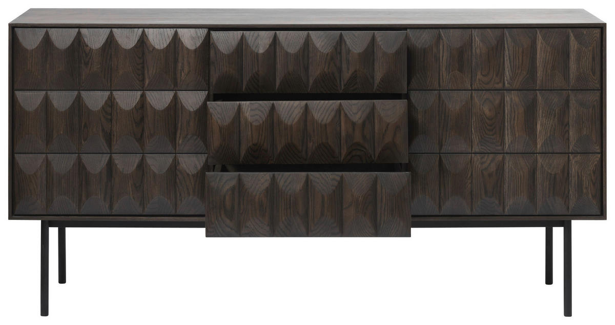SIDEBOARD LATINA SIDEBOARD 3 SECTION  in 160/79/45 cm  - Dunkelbraun/Schwarz, MODERN, Holzwerkstoff/Metall (160/79/45cm) - Carryhome