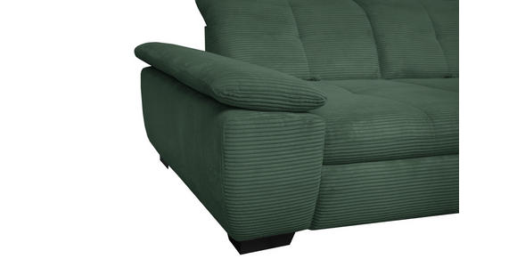 ECKSOFA in Cord Grün  - Schwarz/Grün, Design, Textil/Metall (313/242cm) - Xora