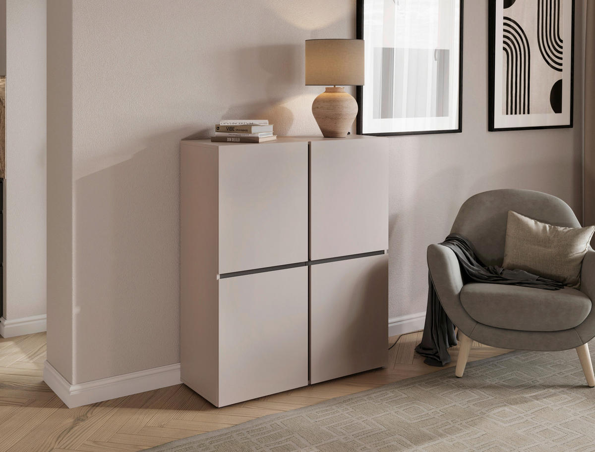 HIGHBOARD  99,4/119,4/39,8 cm  - Kaschmir/Schwarz, Design, Holzwerkstoff/Kunststoff (99,4/119,4/39,8cm) - Xora