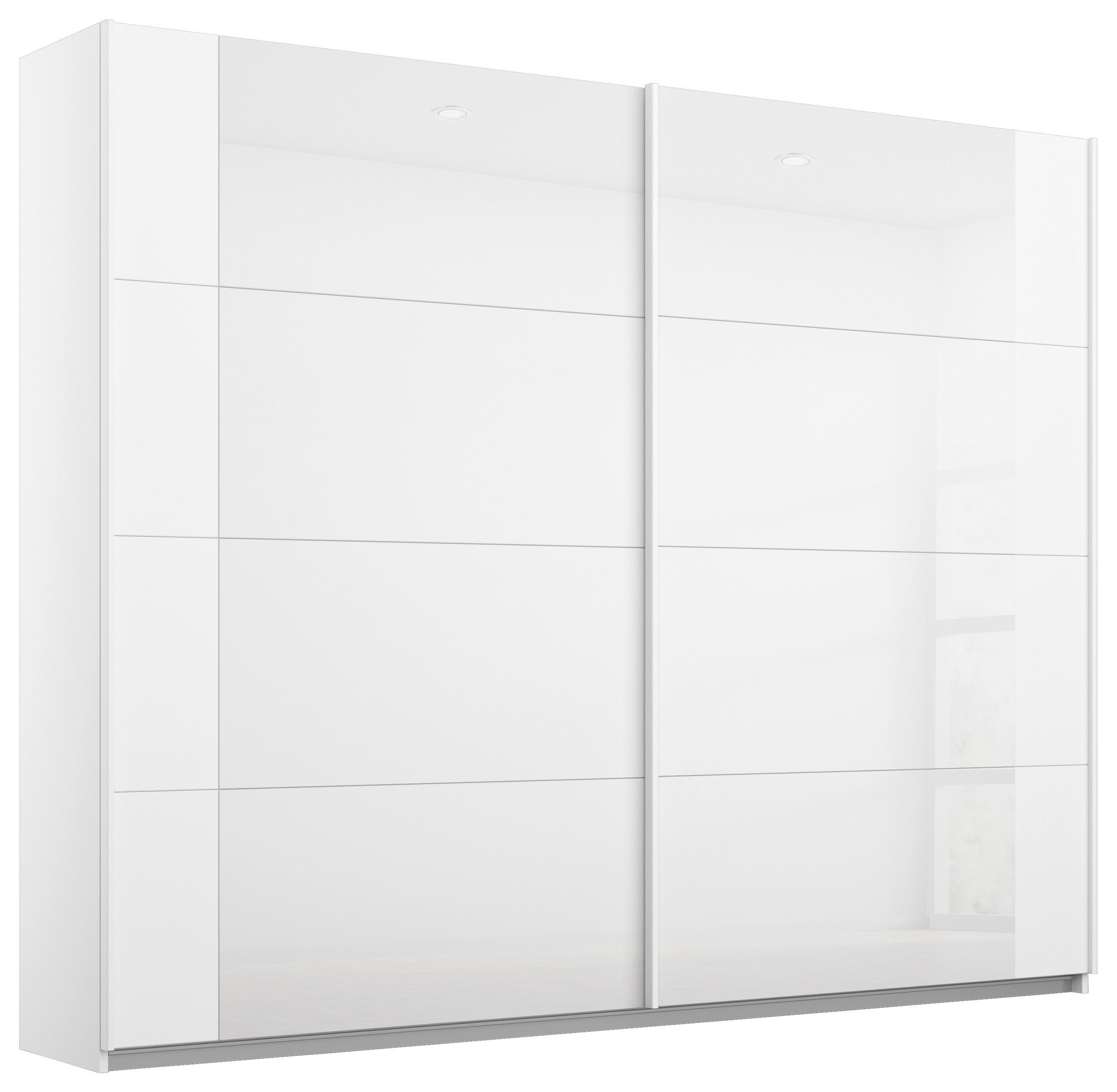 SCHWEBETÜRENSCHRANK 226/210/62 cm,  in Weiß, Weiß Hochglanz, 2 Tür(en)  - Weiß Hochglanz/Weiß, MODERN, Glas/Holzwerkstoff (226/210/62cm) - Rauch Möbel